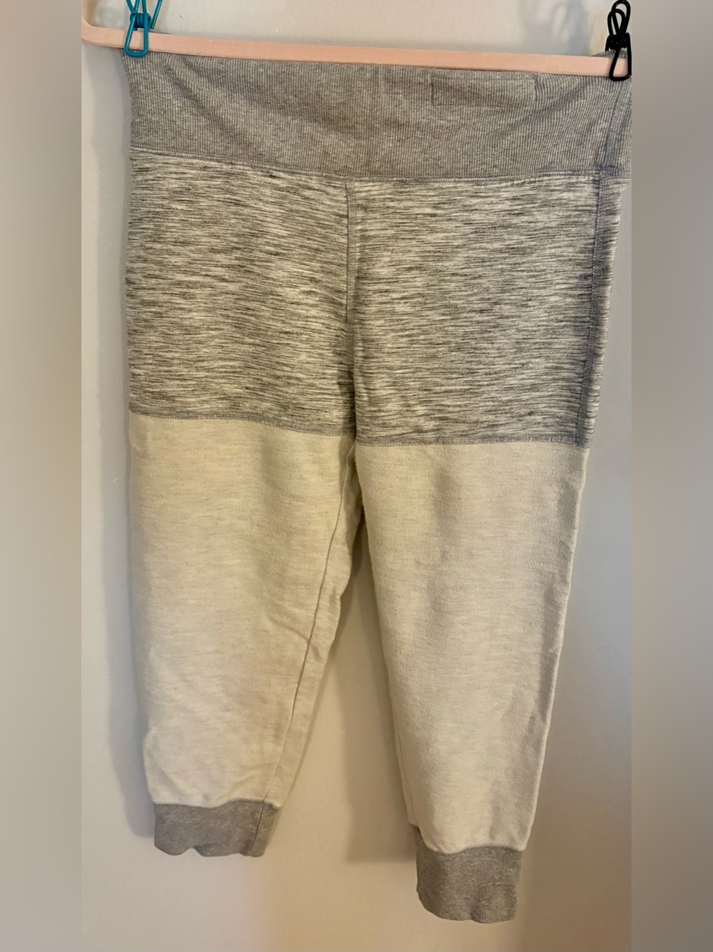 Free people women’s grey and cream capri leggings.  Yoga pants, casual etc. Med
